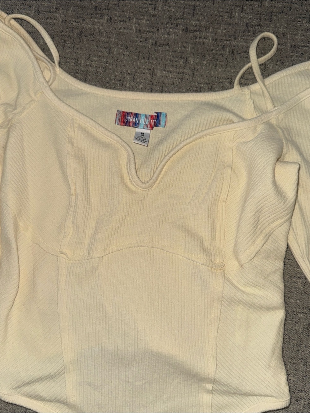 Urban Outfitters Cream Ribbed Sweetheart Cami